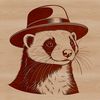 Ferret Wears a Fancy Hat A detailed illustration of a ferret wearing a hat.