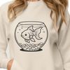 Golden Finned Friend Clip Art A small gold-colored fish swimming in a circular aquarium.