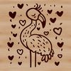 Love Struck Flamingo Illustration A stylized illustration of a flamingo with heart decorations on its feathers.