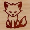 Whimsical Line Art Fox A simple line drawing of a sitting fox with cute facial features.
