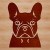 Beautiful Cartoon Dog Head Design A cartoon illustration of a French Bulldog's head with facial features.