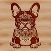 French Bulldog Illustration with Ornate Details A stylized illustration of a sitting French Bulldog with ornate details.