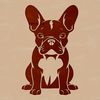 Cute Bat Eared Dog Illustration An illustration of a sitting French bulldog with distinctive bat ears and wrinkled skin.