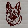 Bold Lines Illustration of a German Shepherd's Head A detailed illustration of a German Shepherd dog's head with bold lines and features.