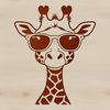 Cool Giraffe in Shades A tall, spotted giraffe wearing sunglasses standing on a plain background.