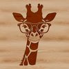 Cartoon Giraffe Silhouette A cartoon giraffe wearing glasses standing in a savannah landscape.