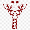 A tall, African savanna animal wearing glasses, depicted in simple vector design.