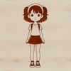 A young female character designed as a vector graphic, suitable for various applications and file formats.