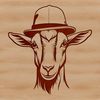 An illustration of a goat wearing a hat, suitable for crafting and design projects.