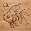 Small Fish Swimming in Water A simple illustration of a small goldfish swimming in water.