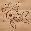Playful aquatic design for creative projects A colorful illustration of a goldfish in a swimming pose, suitable for various graphic design applications.