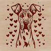 Great Dane Illustration with Heart Accents A close-up illustration of a Great Dane's head with heart-shaped accents.