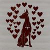 Seated Dog with Loving Hearts Vector A seated Great Dane with love hearts surrounding it, suitable for use as clip art or vector design.