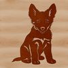 A detailed illustration of a German Shepherd dog sitting on its hind legs.