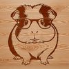 Vector Guinea Pig Silhouette with Glasses An adorable Guinea Pig wearing glasses, depicted in simple vector lines.
