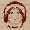 Guinea Pig with Headphones Illustration A simple illustration of a guinea pig wearing headphones as a pet accessory.