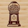 Colorful Retro Gumball Dispenser Vector Art A vintage-style gumball machine with spinning wheel and colorful gum balls, ideal for clip art designs.