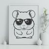 Adorable Hamster in Shades A small hamster wearing trendy sunglasses, making it perfect for personal or commercial use in various digital designs.