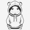 A detailed illustration of a hamster wearing a miniature hoody.