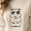 A cartoon hamster wearing fashionable sunglasses.