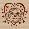 SVG Vector Havanese Dog with Heart Details A close-up illustration of a Havanese dog's adorable head, surrounded by love hearts.