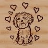 Whimsical Havanese Dog Clip Art A small white Havanese dog sitting on its haunches with love hearts surrounding it.