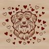 SVG Vector Design of a Havanese Puppy's Face A illustration of a Havanese dog's head with love hearts surrounding its face.