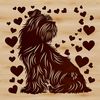 Simple Love Heart Design SVG Image A small white dog with love hearts on its fur, depicted in simple vector style.