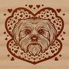 Stylized Havanese Head Illustration with Love Hearts A stylized illustration of a Havanese dog's head with two love hearts surrounding it.