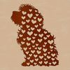Lovely Havanese Clip Art A cute, sitting Havanese dog with love hearts surrounding its body.