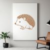 A hedgehog standing on its hind legs with spikes on its back, designed as a vector graphic.