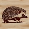 Vector Animal Design Elements A stylized illustration of a hedgehog in various poses and sizes for vector design projects.