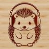 Quirky Hedgehog Headphones Design A detailed illustration of a hedgehog with headphones on its head.