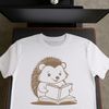 Cute Hedgehog Reading a Book SVG A small mammal with sharp quills reading a book.
