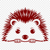 A small hedgehog peeking out from behind a leaf, created as a vector art image.
