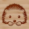 A small hedgehog peeking out from behind a leaf, created in vector art.