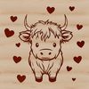 Beautiful Highland Cow SVG Art A stylized illustration of a Highland Cow standing in a field.