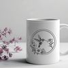 Hummingbird Floral Pattern Clip Art A colorful hummingbird in flight, surrounded by vibrant flowers and foliage.