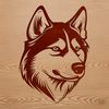 High-Resolution Husky Clip Art Illustration A high-resolution illustration of a Siberian Husky's head with detailed features.