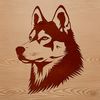 Detailed Siberian Husky Portrait A detailed illustration of a Siberian Husky's head, suitable for vector art and digital cutting.