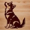 A sitting husky dog breed animal portrait in vector format.