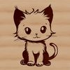 Playful Kitten Portrait A young cat sitting on its haunches with an inquisitive expression.