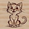 Free Vector Cat Design An adorable domestic cat, illustrated as a single line drawing, suitable for use in digital design projects.