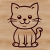 Cute Line Art Kitten Silhouette A simple line drawing of a cute kitten sitting in a relaxed position.