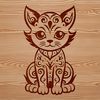 Beautiful Feline Design SVG File An ornate vector design featuring a sweet animal cat in a seated position.