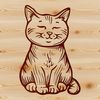 Kitten Silhouette Art A cute kitten sitting on its haunches with a curious expression.