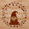 Vector Art of a Lovable Knome Creature A mythical creature with love hearts, resembling a dwarf or gonk, in vector design format.