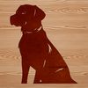A digital illustration of a friendly Labrador Retriever breed dog in a vector format.