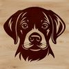 Happy Labrador Head Illustration Close-up illustration of a happy Labrador Retriever's head with floppy ears.
