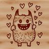 A cute monster designed with love hearts, ideal for Halloween-themed designs.